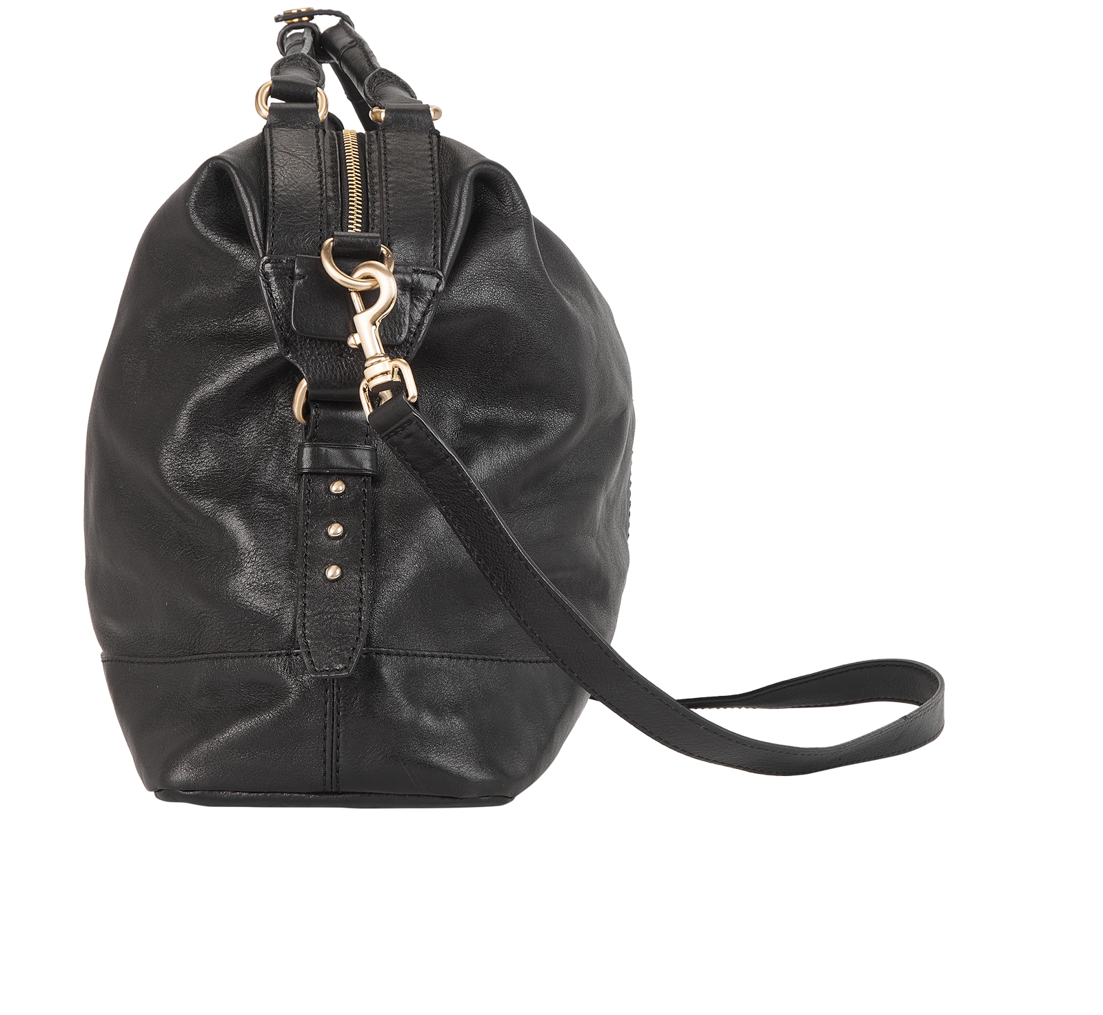 Zip Shoulder Bag, &pound;350, Handbags, Black, Leather, Bottom view